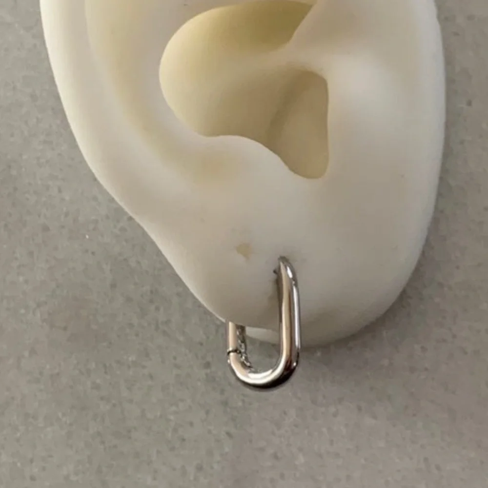 New Drop! Sterling Silver Oval Huggie Hoop Earrings Brand New